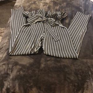 PLT Size 0 Black Stripe Paper bag Skinny Trouser